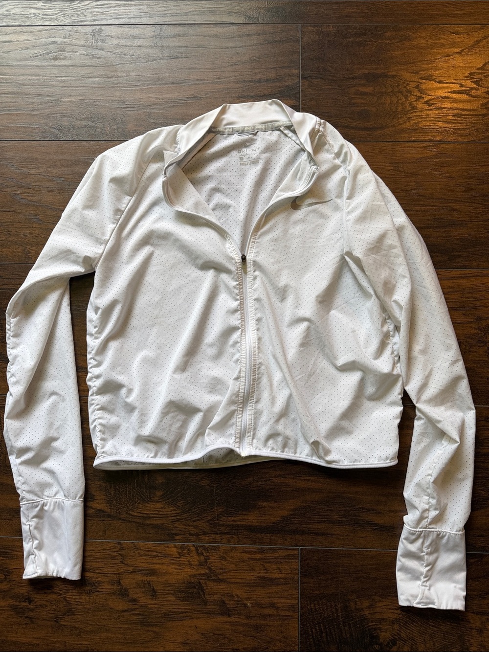 Nike Running White Perforated Lightweight Bomber Jacket size M (U12)